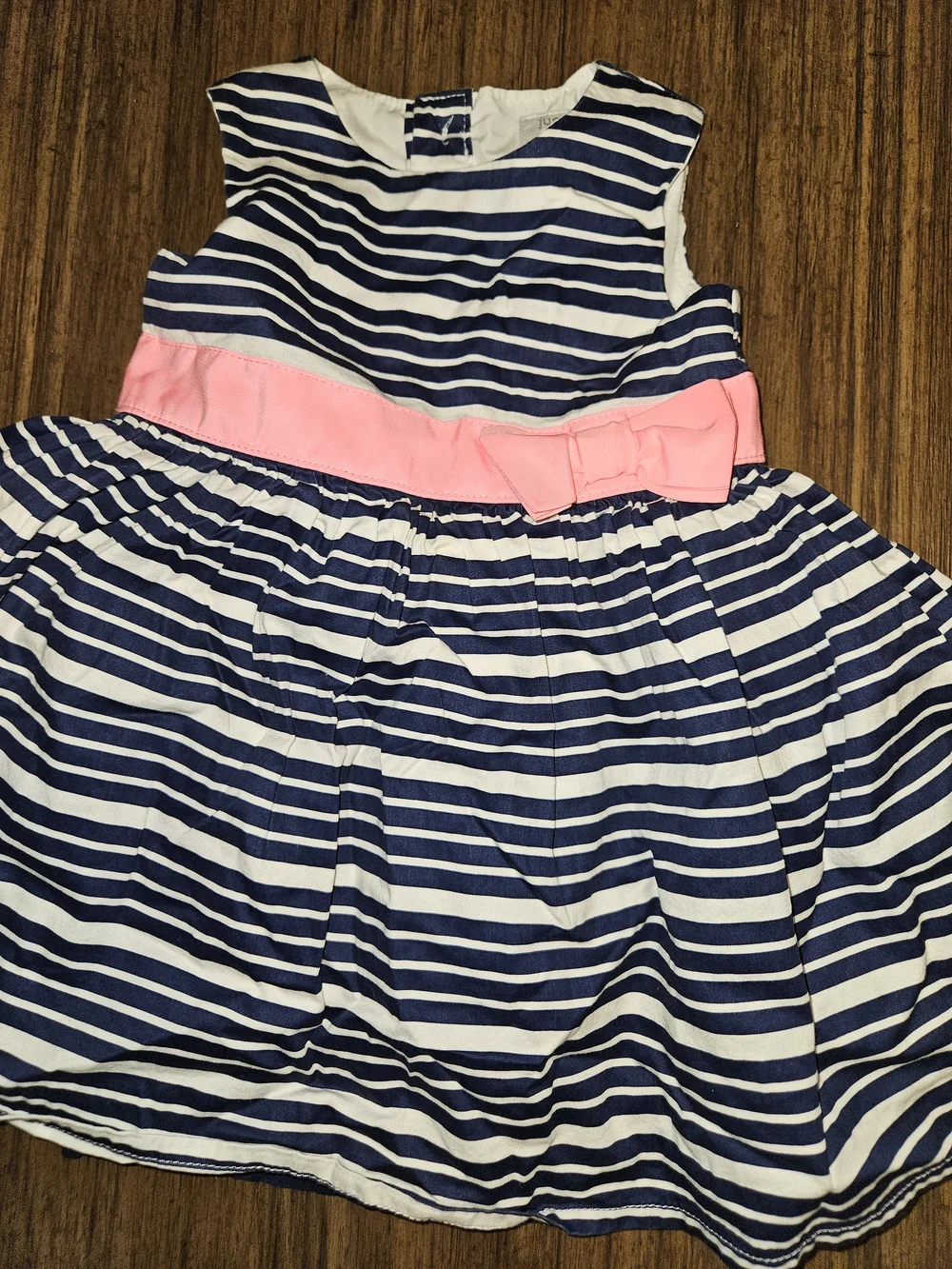 Carter's Navy and White Striped Dress with Pink Waistband